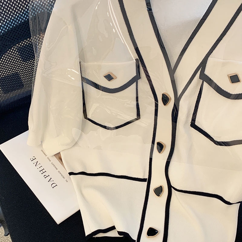 Áo Cardigan Dệt Kim Cổ Chữ V Tay Phồng Thời Trang Cho Nữ