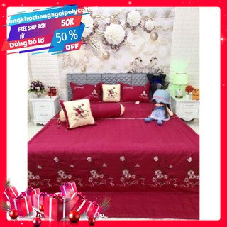 Bộ chăn ga gối Satin cottong mùa cưới 7 món mã 7MST100