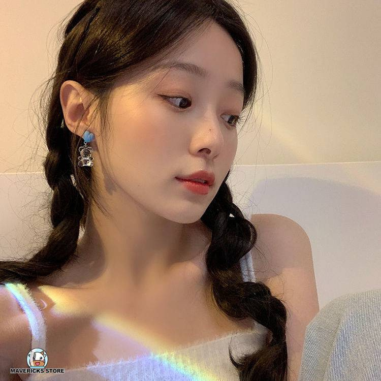 Khuyên tai hình gấu trong suốt dễ thương phong cách thời trang Hàn Quốc