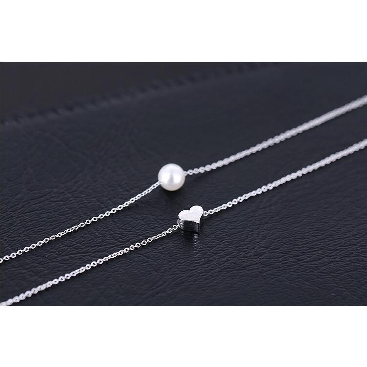 Vòng cổ hai lớp đính ngọc trai nhân tạo thời trang