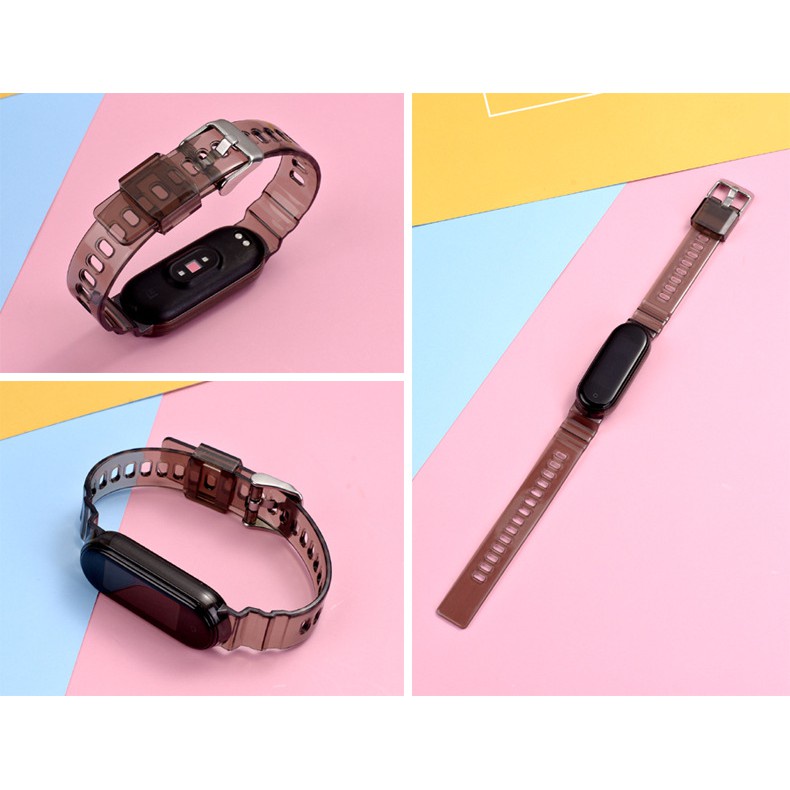 Dây đeo Silicon trong suốt cho đồng hồ thông minh Xiaomi Mi Band 6 5 4 3