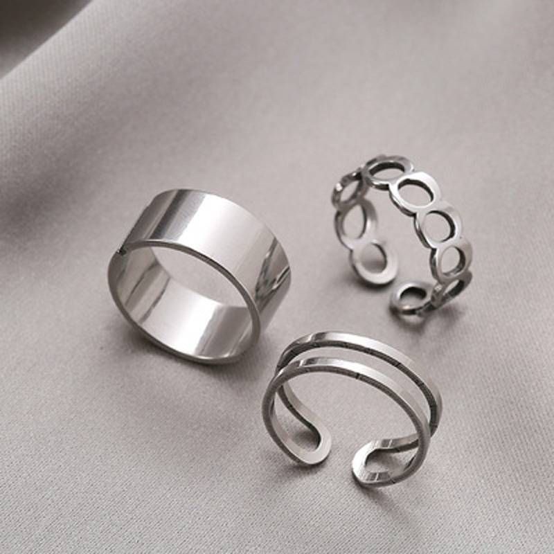 Set nhẫn hở, bộ nhẫn hở 3 chiếc cá tính phong cách Hàn Quốc có thể điều chỉnh kích thước