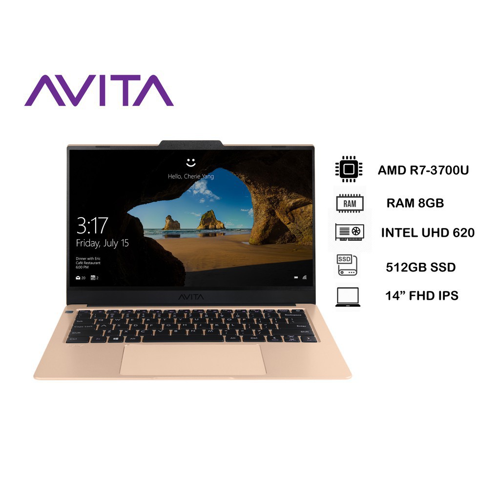 Máy Tính Laptop AVITA LIBER V 14–Màu Vàng/AMD R7 3700U/ RAM 8GB/ SSD 512GB/ Win 10 Home