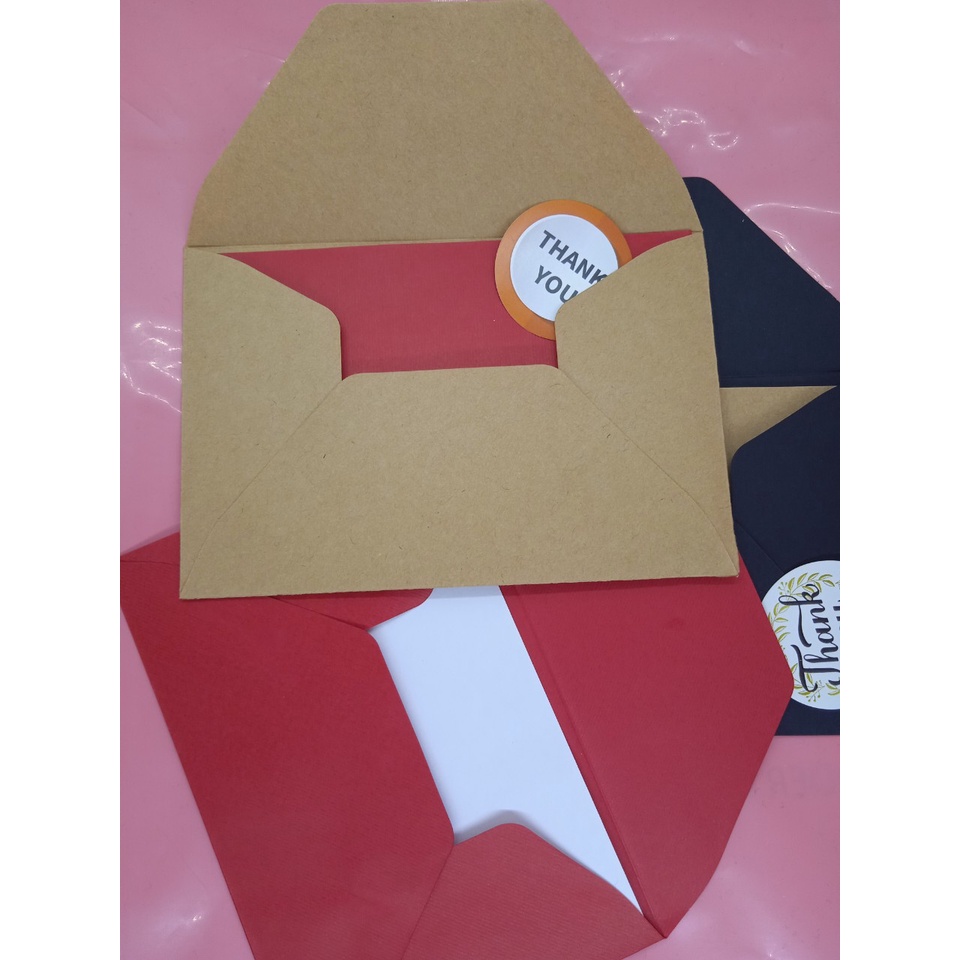 Bao thư giấy Kraft, phong bì vintage kích thước A6 15x10cm Tặng Sticker