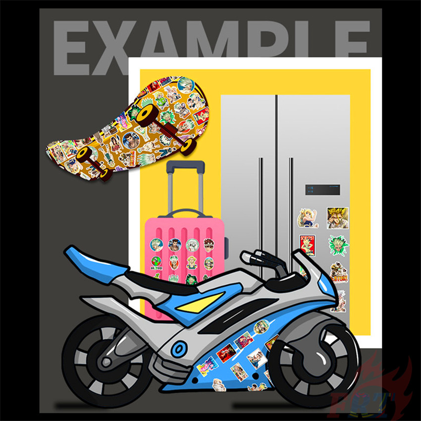 Bộ 50 Miếng Dán Trang Trí Chống Thấm Nước Hình Anime Dr.Stone - Series 03