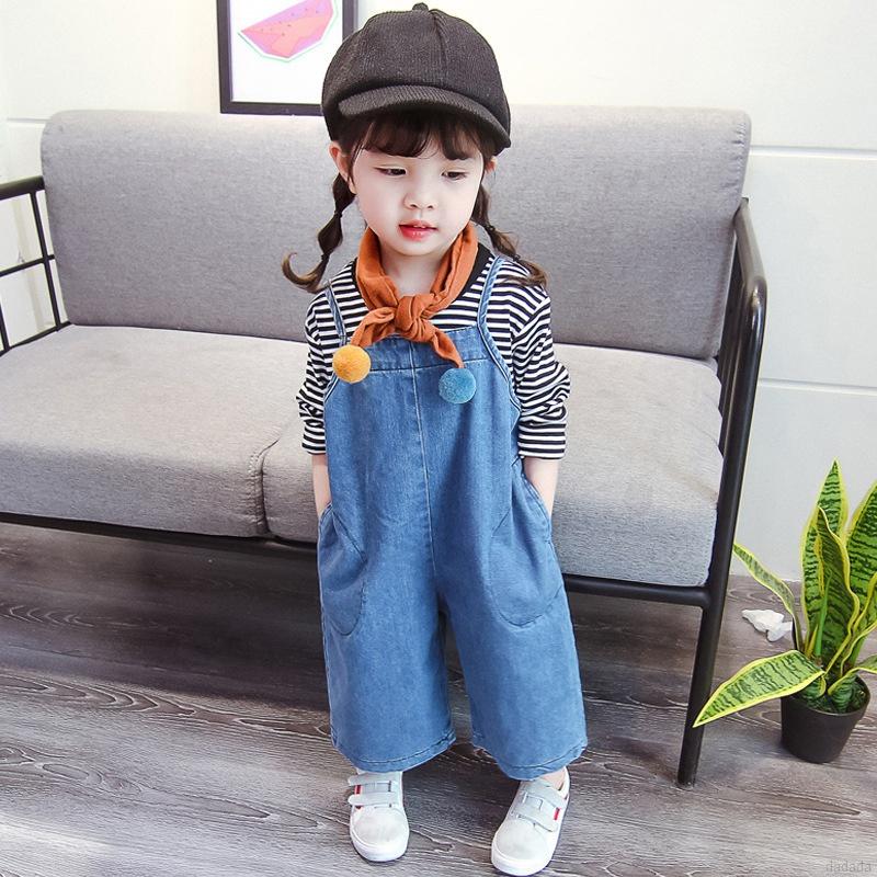 Quần yếm jean ống rộng dễ thương cho bé gái