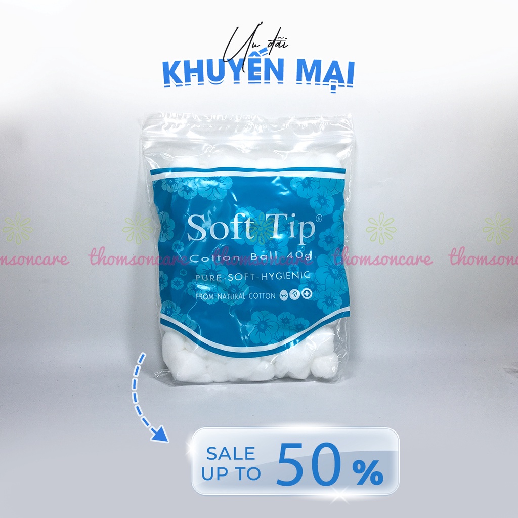 Bông gòn đút tai cho mẹ sau sinh Softtip - Bông viên tròn Soft tip, dùng trong y tế, nút nhét lỗ tai, trang điểm