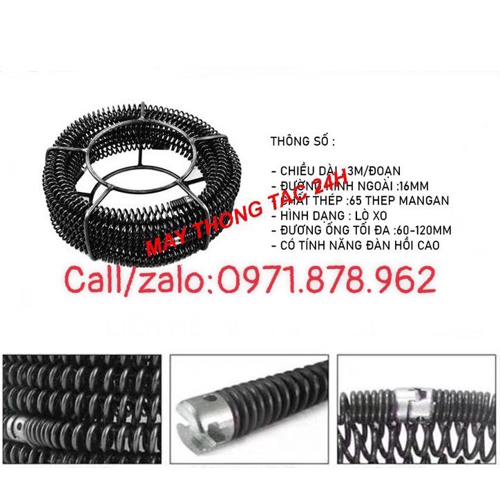 Dây thông tắc cống,dùng cho máy khoan dài 15m (bao gồm 6 đầu thông +1 đầu kết nối máy khoan) đường ống đường kính 16mm | BigBuy360 - bigbuy360.vn