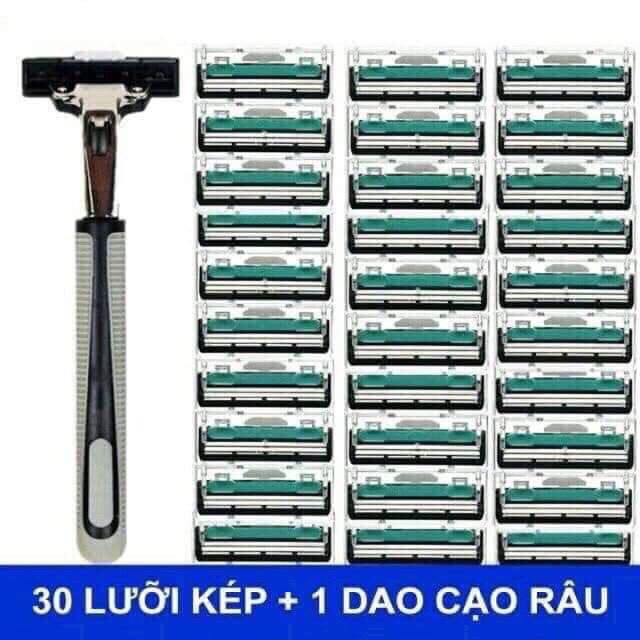 MVP1367 Dao cạo râu combo 30 lưỡi kép+ 1 lọ kem