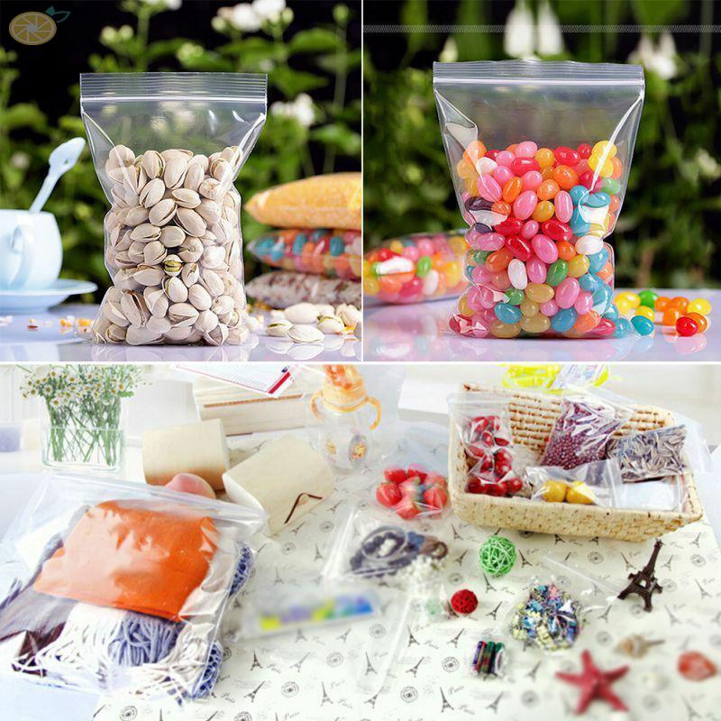 Set 100 túi PE trong suốt khóa Zip đựng thực phẩm đa năng