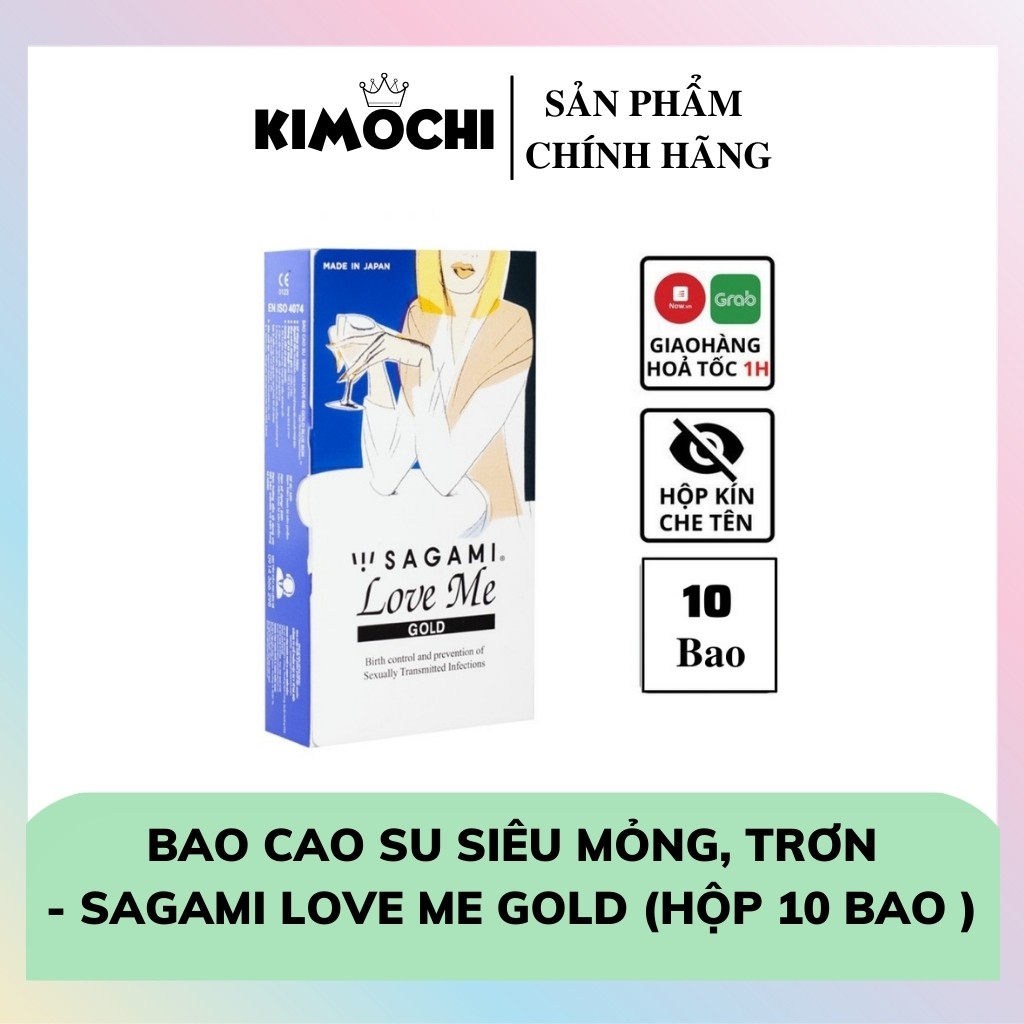 Bao Cao Su Siêu Mỏng Trơn SAGAMI LOVE ME GOLD Nhật Bản (HỘP 10 CHIẾC)