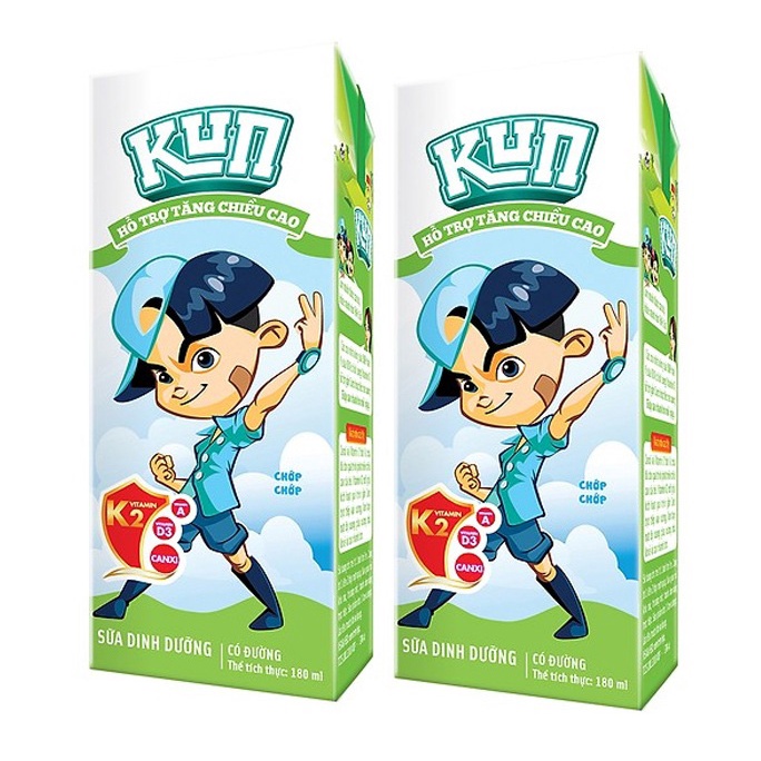 Thùng 48 hộp 180ml Sữa tươi KUN CÓ ĐƯỜNG