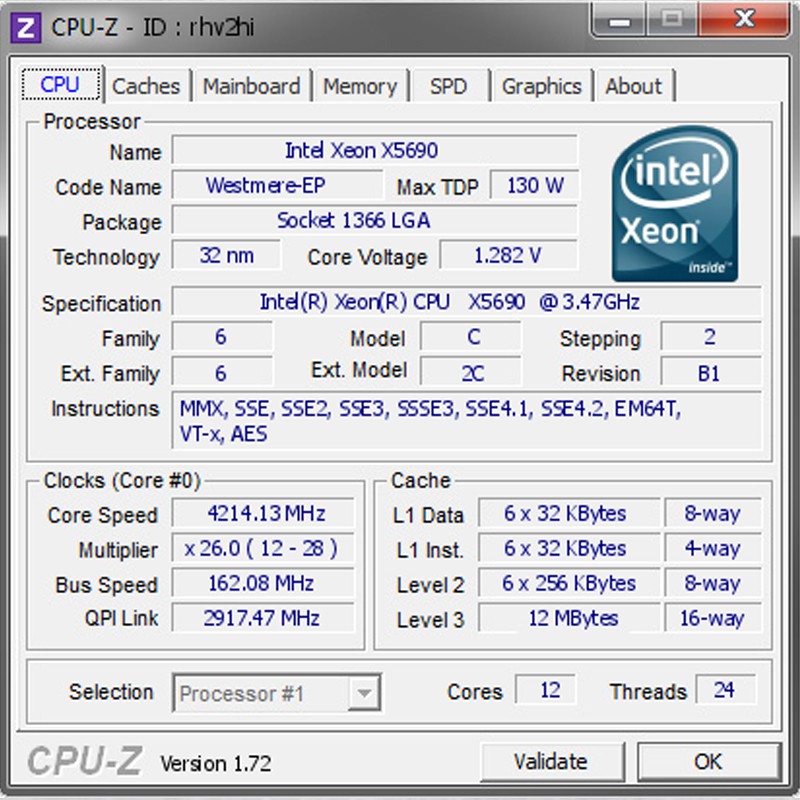 Cặp CPU Intel Xeon X5690 6 nhân/12 luồng tốc độ 3.46GHz - 3.73 GH chuyên Render/Server (Socket 1366)