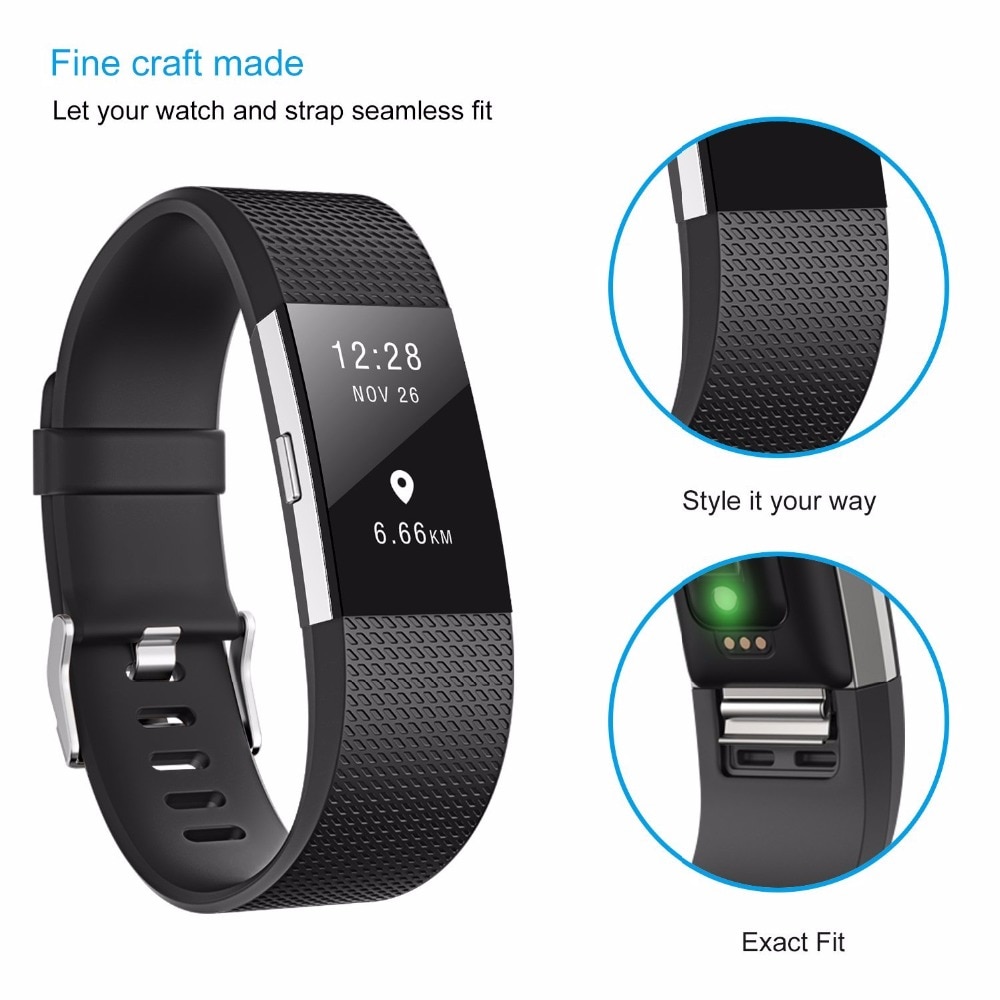 Dây đeo thay thế chất liệu silicon màu trơn cho Fitbit Charge 2