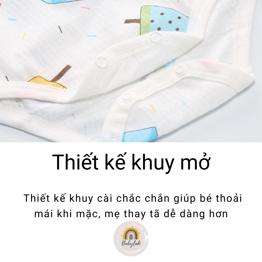 Bộ quần áo cotton mặc nhà cao cấp cho bé - Mẫu bodysuit xẻ vai - Size từ 2 đến 12kg