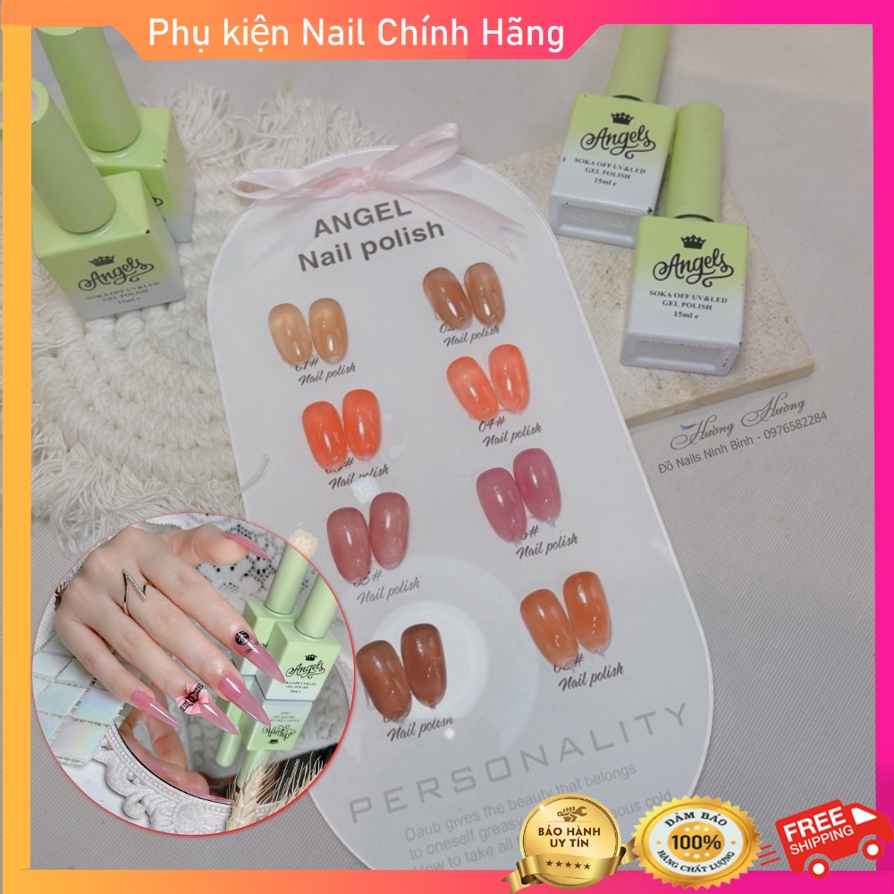 Set sơn gel thạch chọn lẻ 8 màu hiệu Angle, nước sơn móng tay chai xanh 15ml nghi thảo official