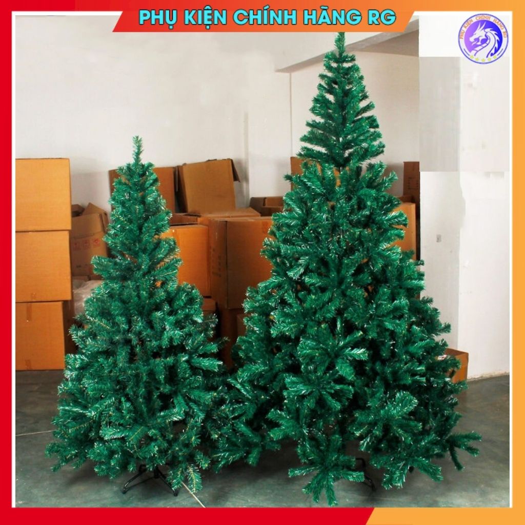 Cây Thông Noel 2m4 Tán Rộng Lá Dày Trang Trí Giáng Sinh Tặng 1 Ngôi Sao Đỉnh và 6 Dây Kim Tuyến