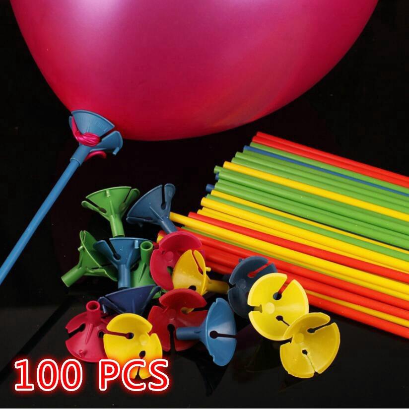 Bộ 100 Giá Đỡ Bong Bóng Bằng Nhựa Nhiều Màu Trang Trí Tiệc Cưới