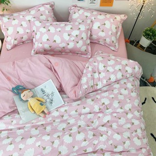 [Decor phòng ngủ nhỏ] Đồ trang trí nhà màu hồng pastel Set vỏ chăn ga gối Poly Cotton họa tiết hoa vintage dịu dàng