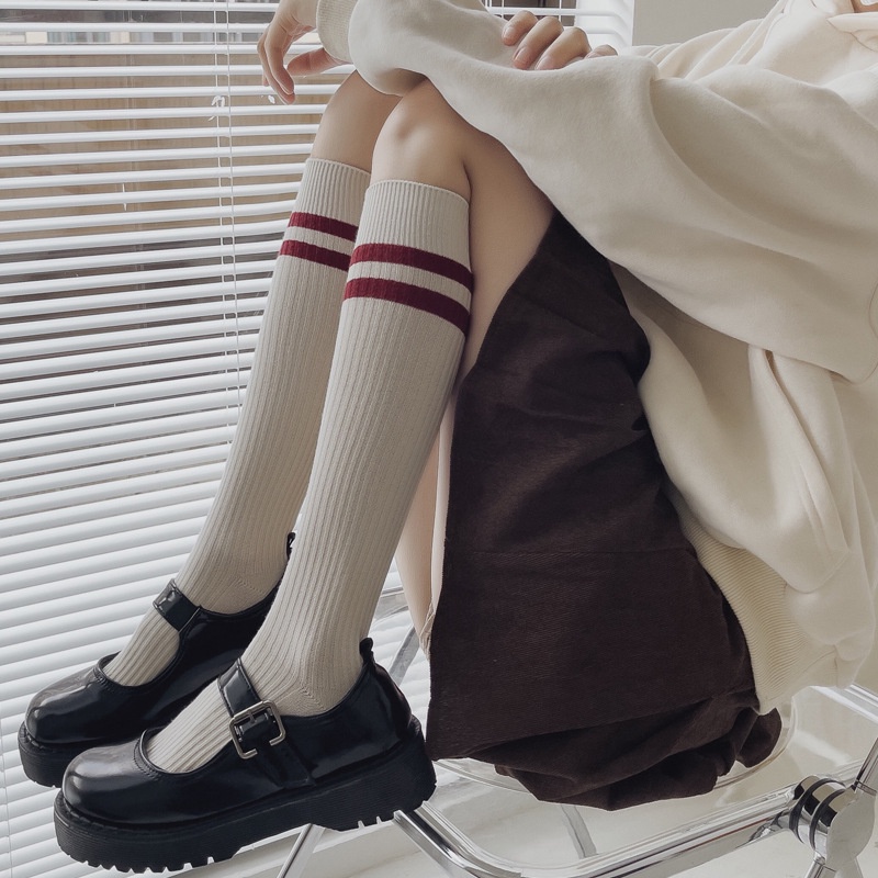 Vớ Cotton Cổ Cao Màu Đen Thời Trang Xuân Hè Phong Cách Nhật Bản Cho Nữ