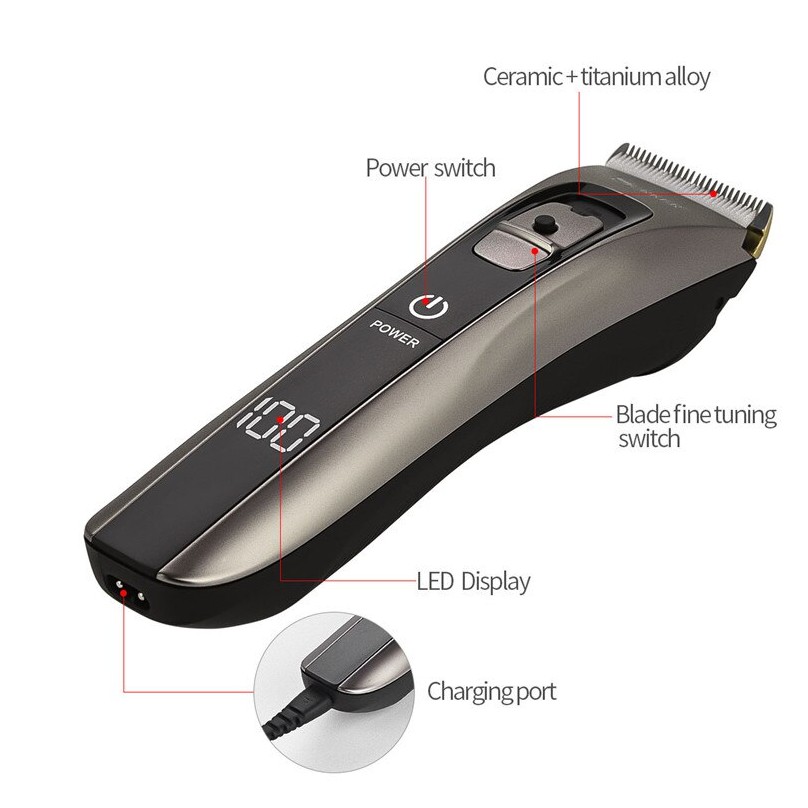 Tông Đơ Cắt Tóc Chuyên Nghiệp Surker 629 - Màn Hỉnh Hiển Thị Pin LCD - Công Nghệ Sạc Nhanh - Pin Siêu Khỏe ( 250 PHÚT )