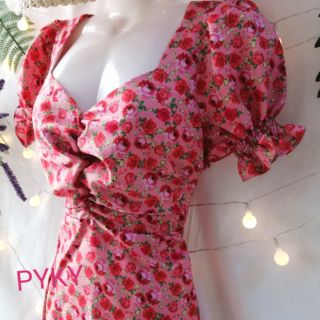🌺DTB203122341 ĐẦM MIDI HOA CỔ U🌺