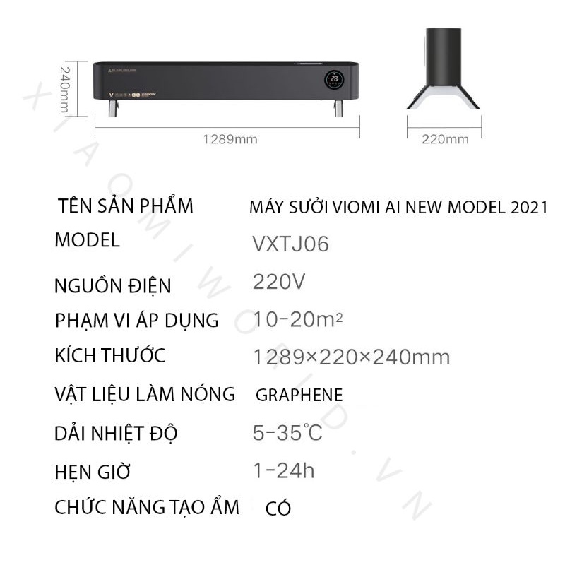 Máy Sưởi Kèm Tạo Ẩm Xiaomi Viomi AI VXTJ06