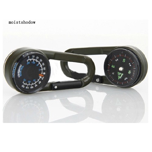 La Bàn + Nhiệt Kế + Móc Khóa Bằng Kim Loại Mini Đa Năng Dùng Khi Đi Bộ Đường Dài