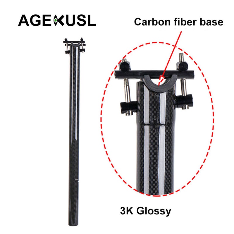 Eskusl Cốt Yên Xe Đạp Gấp Ba Khúc Bằng Sợi carbon Cho brompton 3 sixty fnhon united mtb 31.8mm 33.9mm 580mm