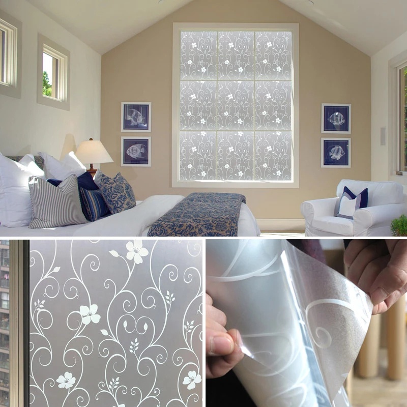 Miếng Dán Cửa Kính Bằng PVC Chống Nhìn Trộm Kích Thước 45x100cm Tiện Dụng