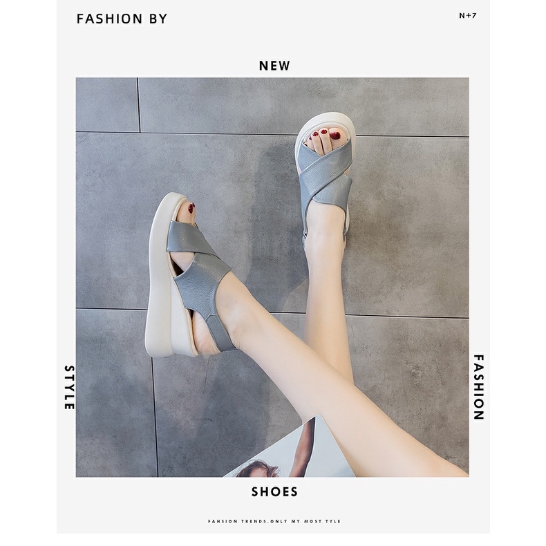 Giày Sandal Cao Gót 7C Quai Dán Đế Xuồng Mềm Thời Trang Mùa Hè 2022 Cho Nữ