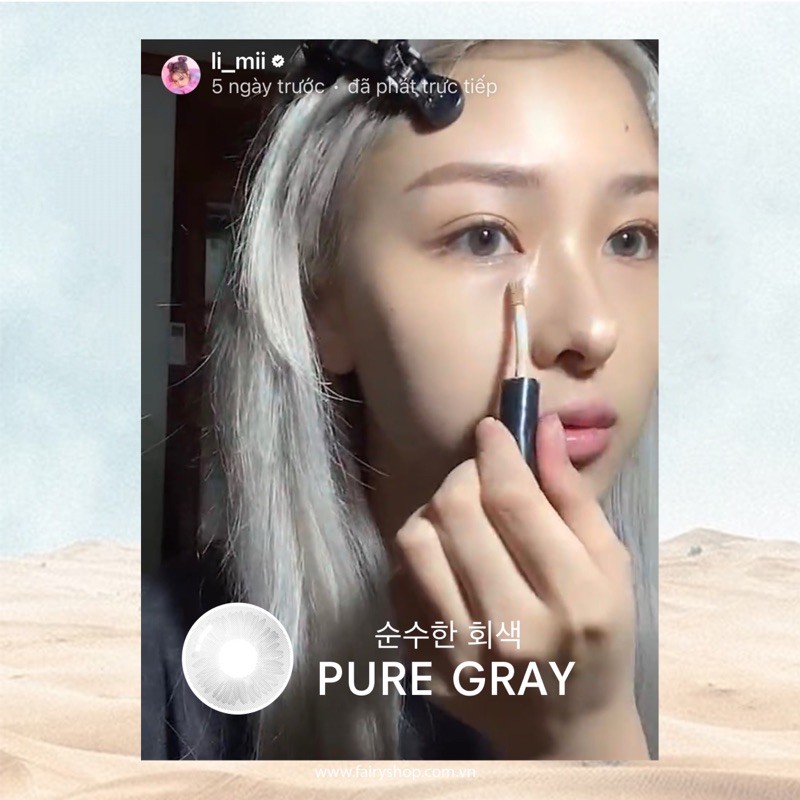 Kính Áp Tròng Pure Gray 14.0 ( 0 >> 8 độ) Silicone Hydrogel 1 năm - Lens Hàn Quốc Cao Cấp