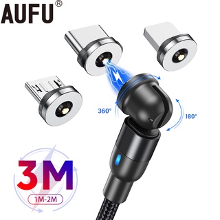 Cáp sạc aufu cổng micro usb type c bện sợi nylon có nam châm cho điện thoại android