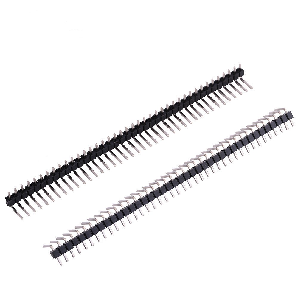 Thanh Jump Đực Đơn Cong 1*40P 2.54mm, 1 hàng 40 chân, khoảng cách giữa 2 chân là 2.54mm, vuông góc 90 độ