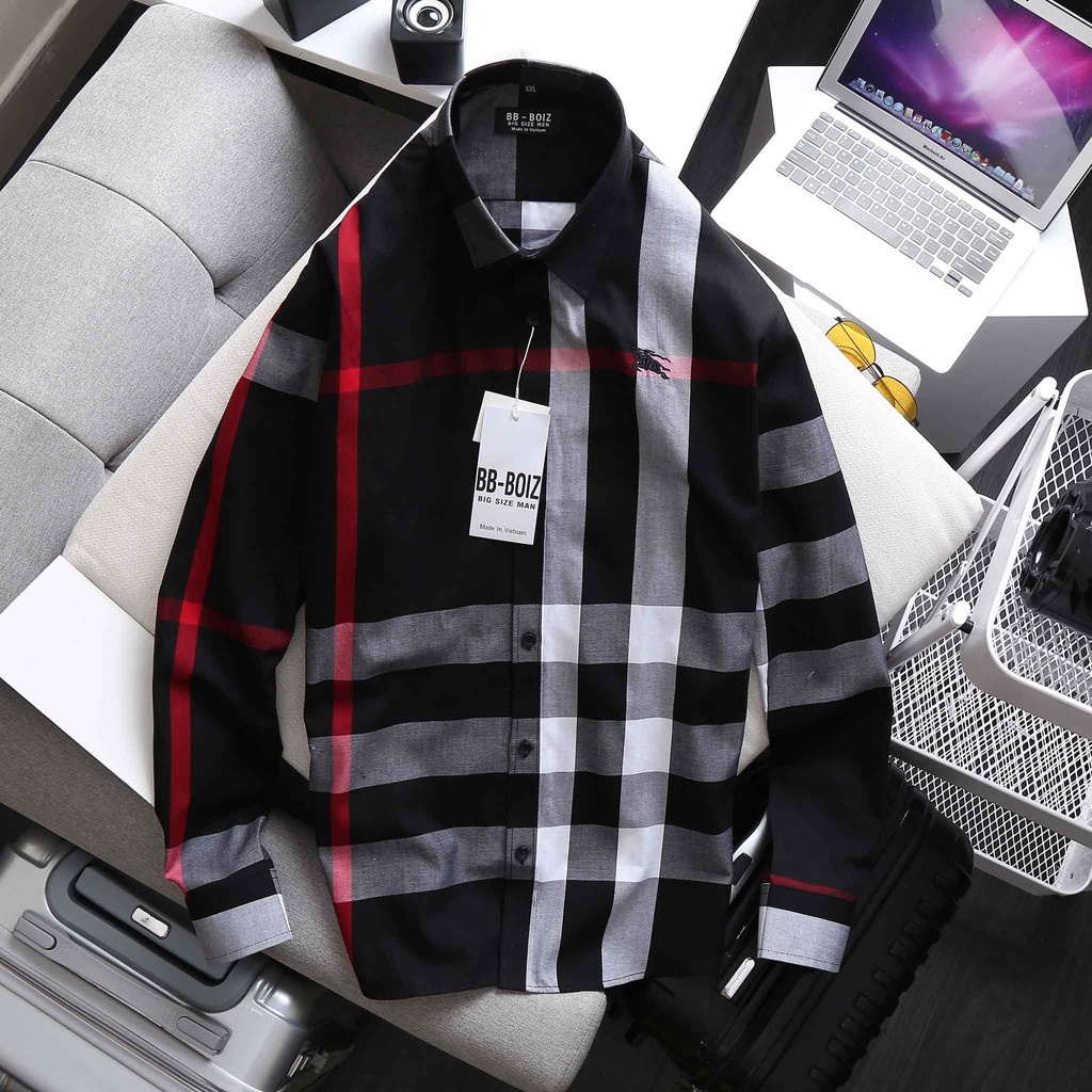 Áo sơ mi nam tay dài sọc caro bigsize nhiều màu - 80-135kg