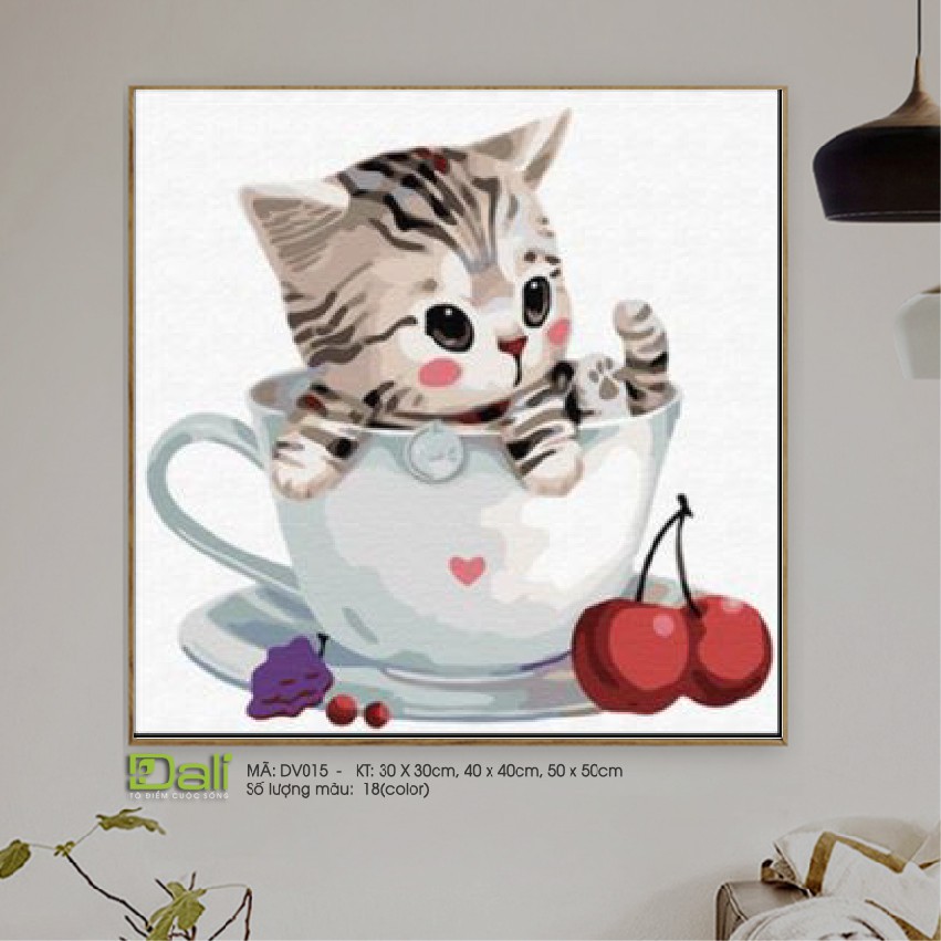 Tranh treo tường tự tô màu số hóa DALI Thú cưng Mèo đáng yêu | BigBuy360 - bigbuy360.vn