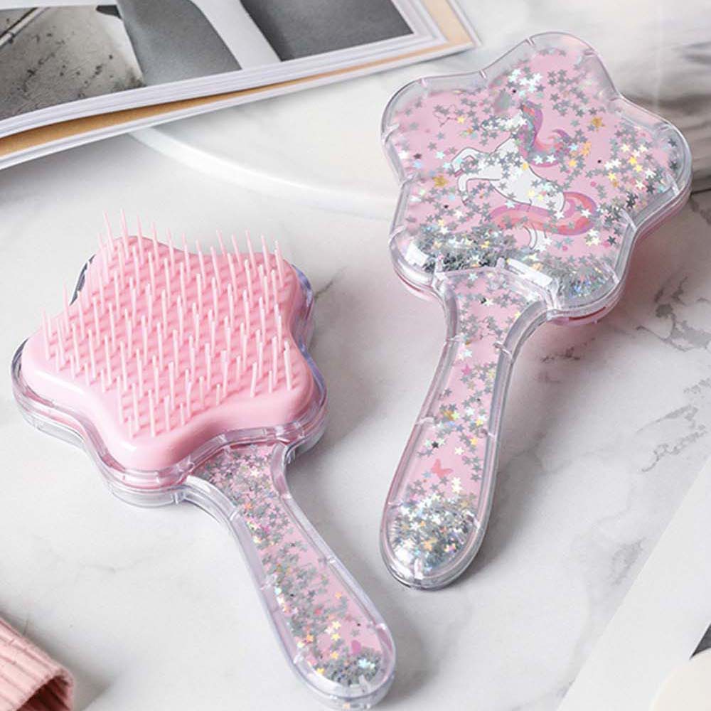 [Hàng mới về] Lược chải tóc massage chống tĩnh điện thiết kế kim tuyến dễ thương cho bé gái