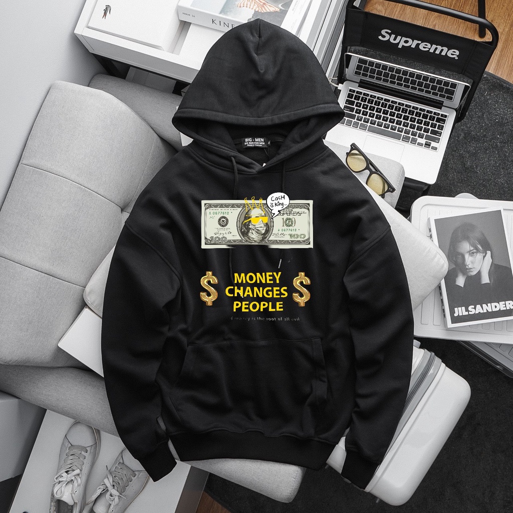 BIGSIZE - Áo khoác hoodie nam màu đen form bigsize 90kg - 130kg - in hình mã 3HD-012-D/4HD-012-D/5HD-012-D/6HD-012-D