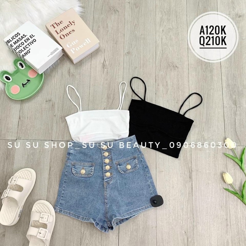 Áo hai dây nữ chất cotton mềm mịn co giãn nhiều màu