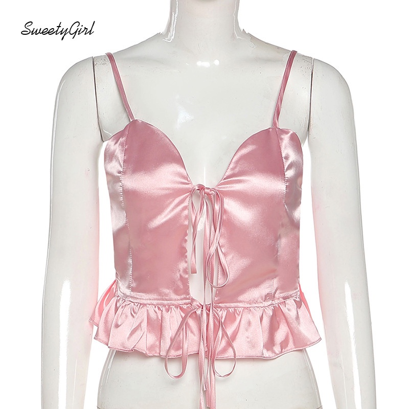 Áo Hai Dây Cổ Chữ V Màu Trơn Thời Trang Cho Nữ