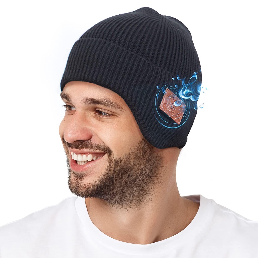 HS Mũ Beanie Dệt Kim Tích Hợp Loa Bluetooth HD Stereo Bảo Vệ Tai Cho Nữ