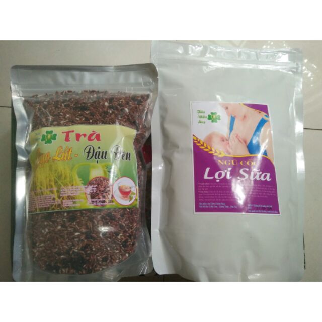 Ngũ cốc lợi sữa 14 loại hạt 1kg và trà gạo lứt đậu đen 1kg - con chắc khỏe, mẹ dáng xinh