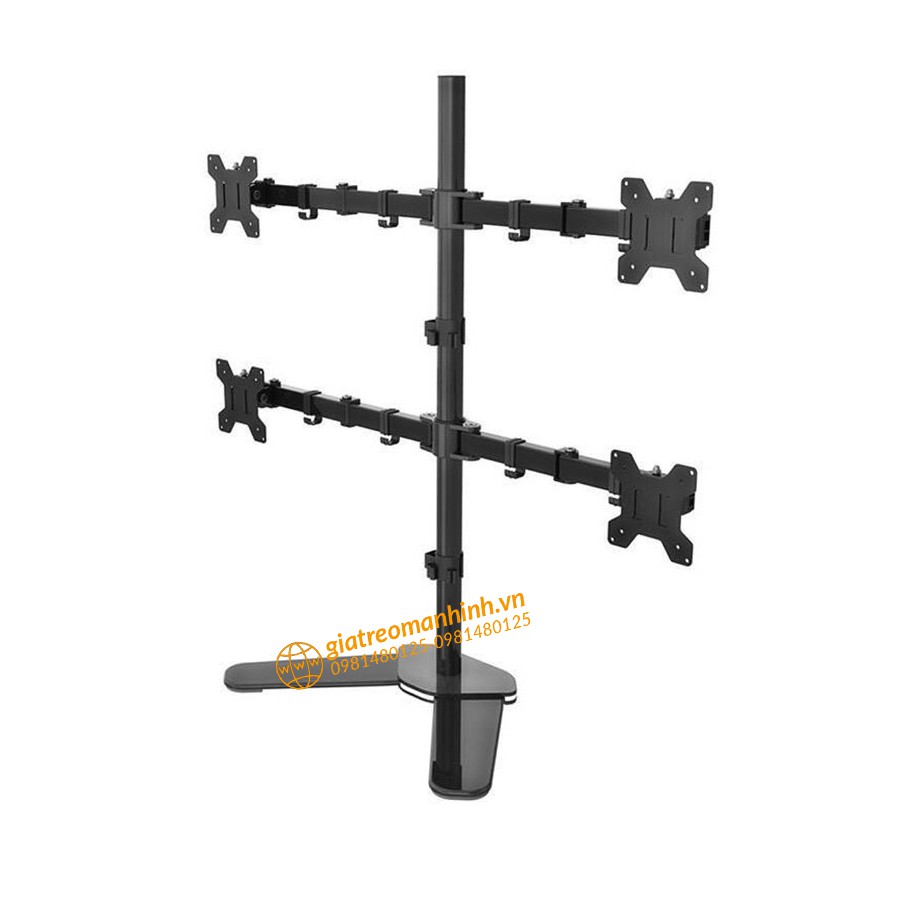 Giá Treo 4 Màn Hình M044 Cao Cấp 17-27 Inch / Tải Trọng 8Kg 1 Tay  - Thiết Kế Chân V Để Bàn Chắc Chắn