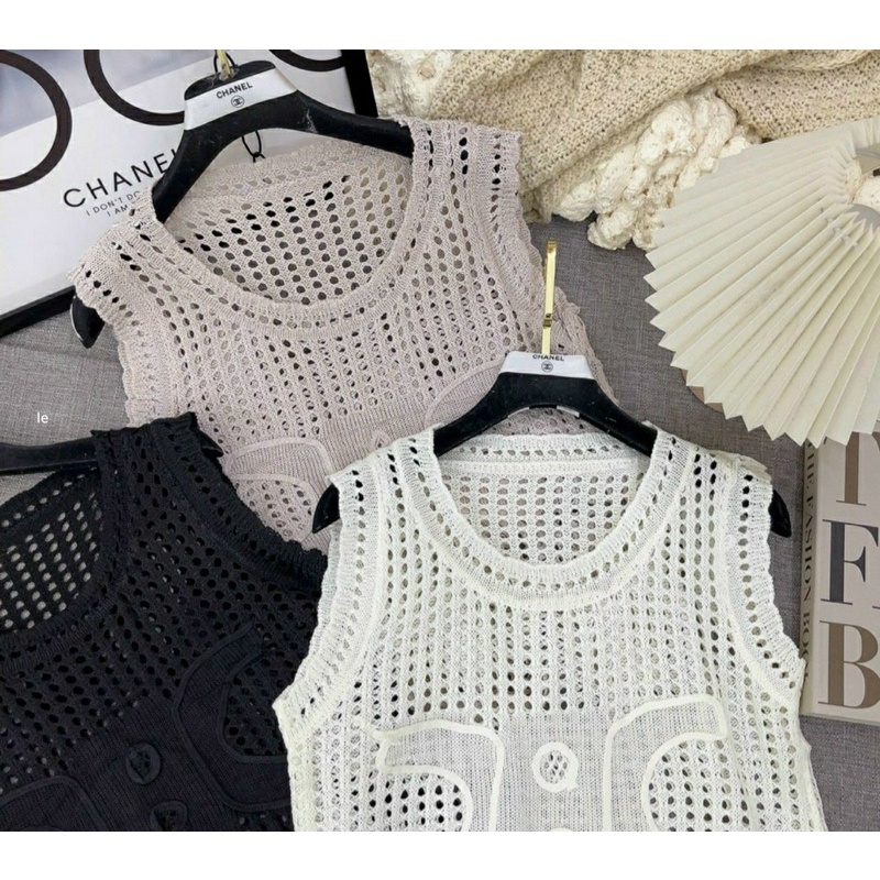 Áo len lưới sát nách dập nổi siêu hot, Áo ba lỗ lưới dập nổi siêu xinh