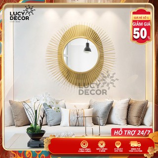 Gương treo tường tia vàng nghệ thuật decor cỡ lớn trang trí phòng sang trọng phong cách Châu Âu mã M1010