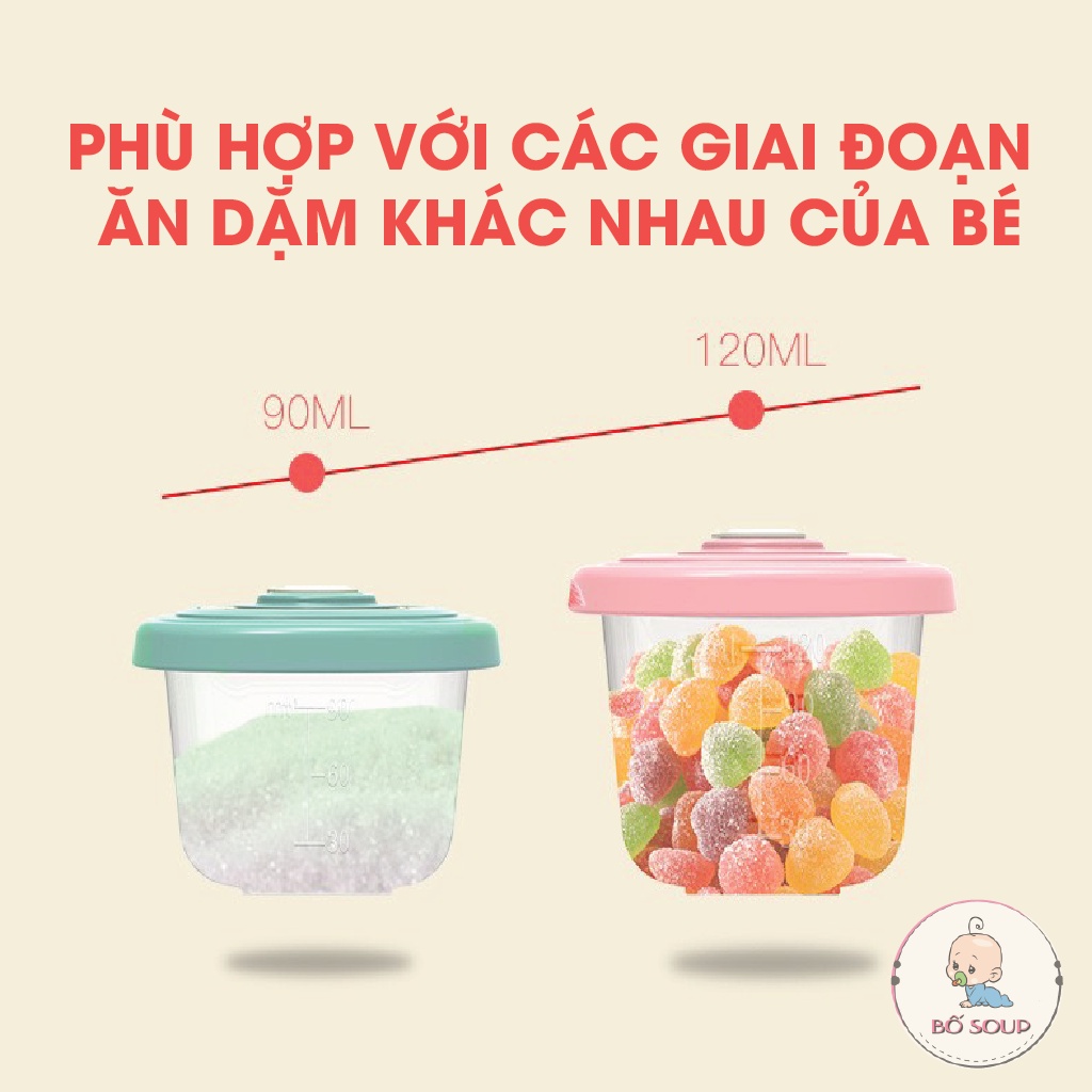 Hộp trữ đông, hộp trữ đồ ăn dặm cho bé 120ml Misuta, dùng được trong lò vi sóng Shop Bố Soup