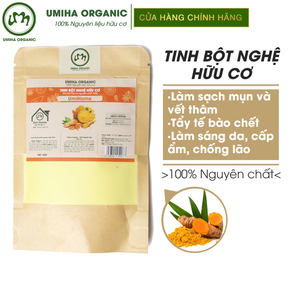 Tinh bột Nghệ đắp mặt nạ hữu cơ UMIHA nguyên chất 40G | Turmeric Powder 100% Organic