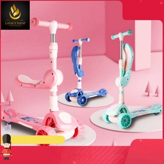 Xe Scooter Cho Bé Cao Cấp Đa Năng Gấp Gọn Thông Minh Có Nhạc Bánh Xe Phát Sáng