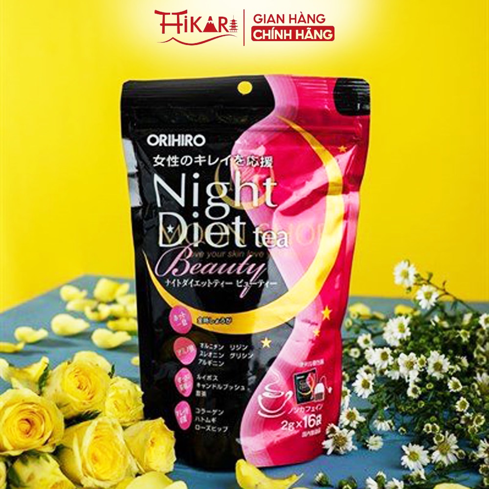 Trà giảm cân Night Diet Beauty Collagen Orihiro Nhật Bản 16 gói