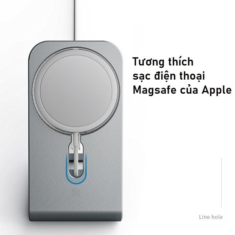 Đế sạc không dây cho iphone 13 12 và Apple Watch P33 P39 P32 hợp kim nhôm để cài sạc từ tính không dây